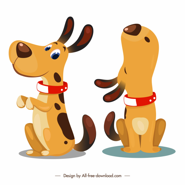 ícones de cachorro esboço de desenho animado bonito