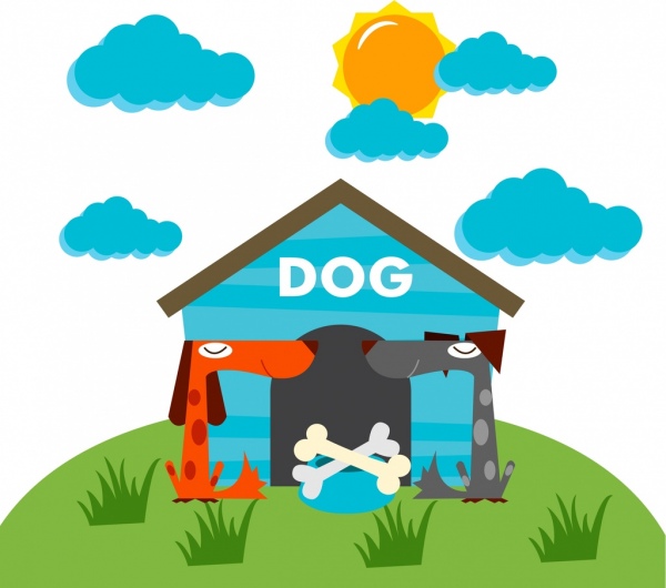 собака жизнь фоне цветной мультфильм дизайн дома значок