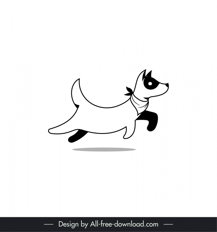 Icono del logotipo del perro Blanco negro Contorno dinámico dibujado a mano