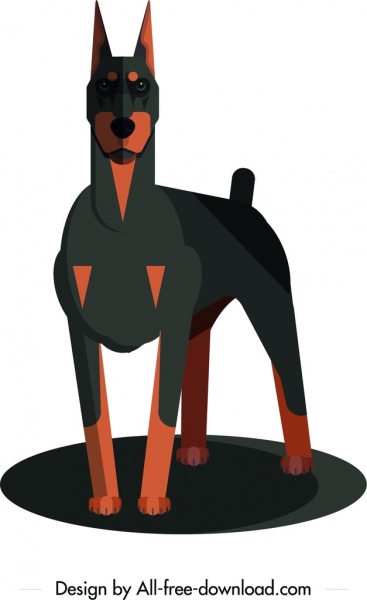 spesies anjing ikon gelap hitam coklat 3D desain