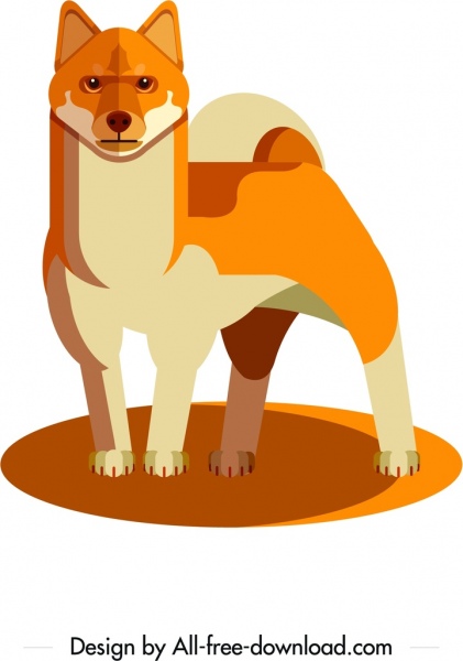 犬種の 3 d デザインのオレンジ色のアイコン