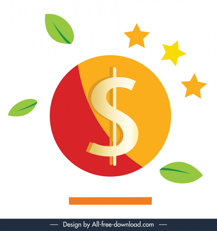 ikon tanda mata uang dolar stars leaf décor