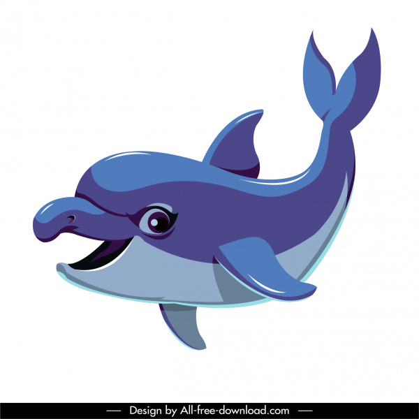 Croquis mignon de caractère mignon d’icône de dauphin