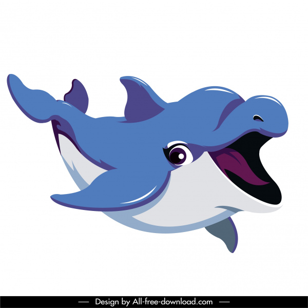 海豚图标有趣的卡通人物素描