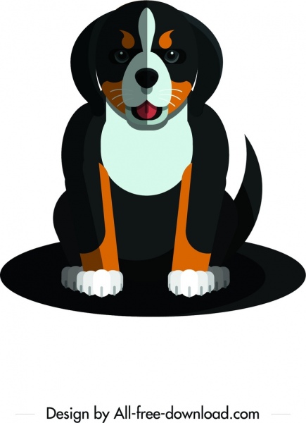 Haushund Symbol schwarz braun Design Cartoon Charakter