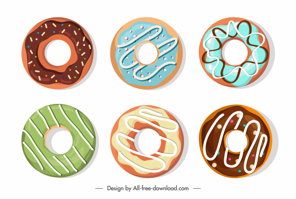donut elementos de diseño de círculo plano boceto