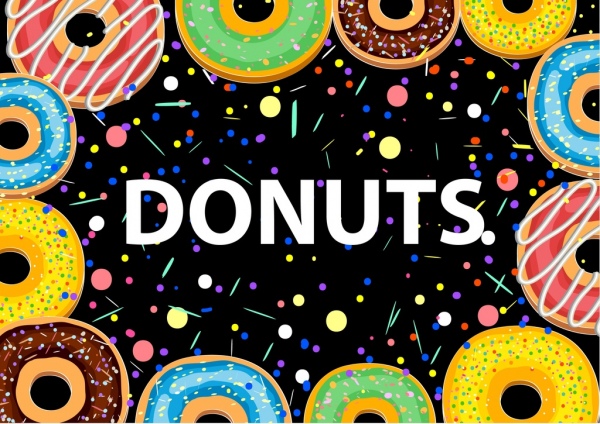 donuts contexte coloré galettes rondes d'icônes