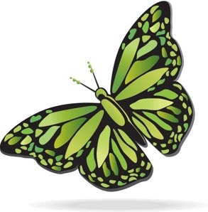 Doted Pattern Green Butterfly Free Vector