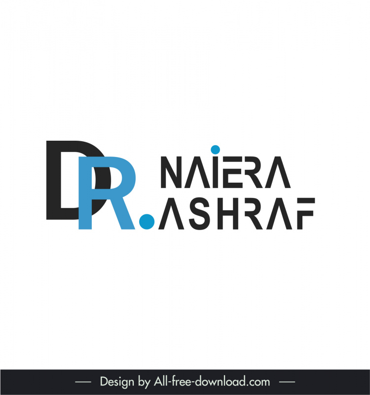 Template logo Dr Naiera Ashraf Dekorasi kata-kata datar yang elegan