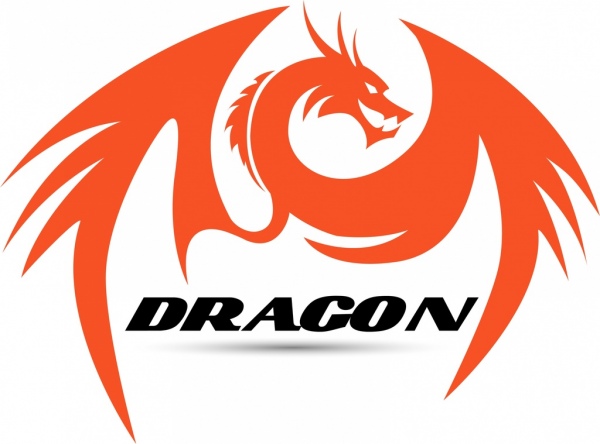 ドラゴン アイコン オレンジ手描画スタイル