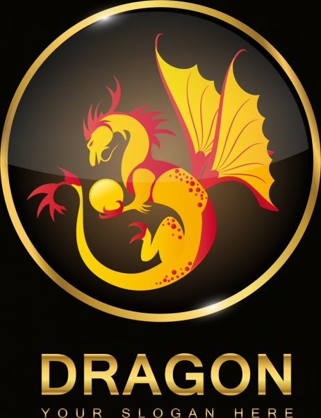 plantilla de medalla dragón brillante diseño brillante de color