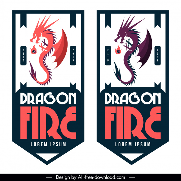etiqueta de dragón plantilla diseño vertical artístico