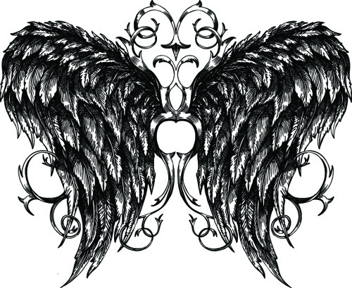 Zeichnen Sie Flügel Ornamente Design Vektor