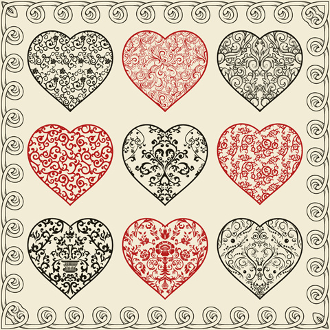 Vektor-Zeichnung Herz Valentine Tag Design-Elemente