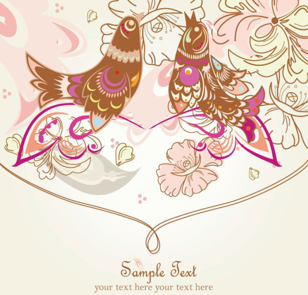 Drawing Romantic Floral Vector Background