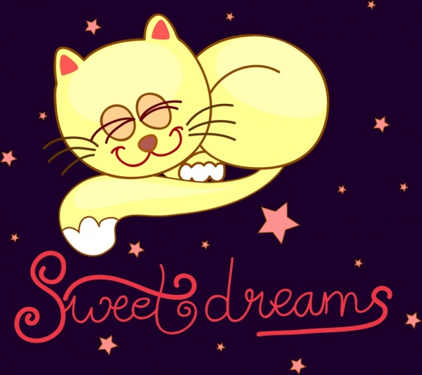 mimpi latar belakang kucing lucu ikon kartun desain
