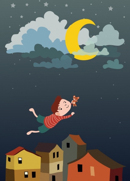 Traum-Hintergrund fliegen Kind Symbol farbig Cartoon-design
