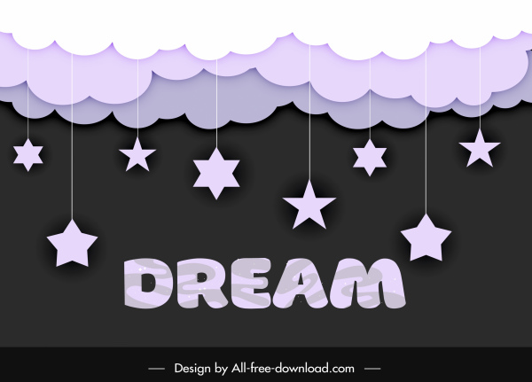 Dreaming Background Clouds Hanging Stars Sketch