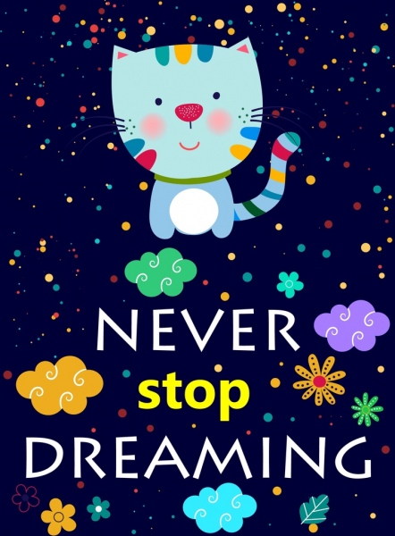 bermimpi latar belakang kitty imut ikon bunga awan dekorasi