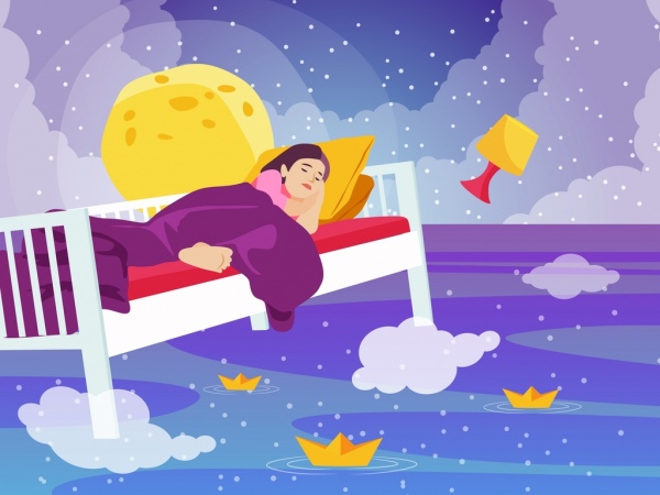 Träumen Hintergrund schlafen Mädchen Sea Schiffe Cloud Symbole