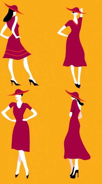robe rouge modèle conception collecte icônes de mode