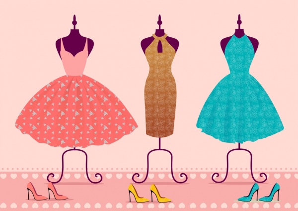 ícones de vestido define vários desenho colorido