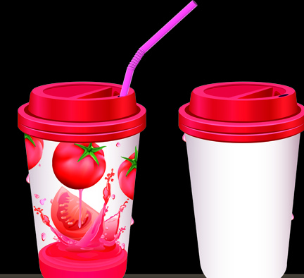 Drinks Cups With Tubes Vector 3