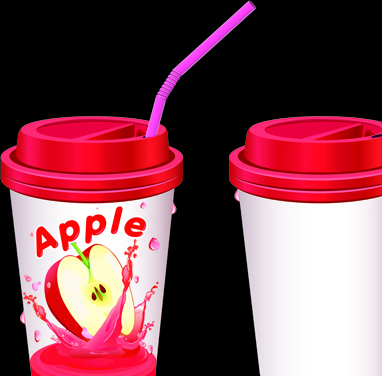 Drinks Cups With Tubes Vector 4