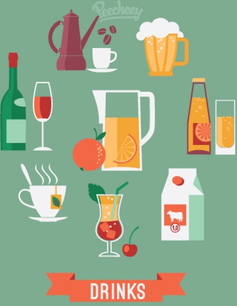 ilustrações de plana de bebidas