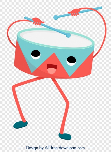 diseño de dibujos animados cute estilizada música instrumento icono del tambor