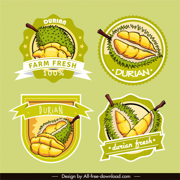 templat label durian dekorasi klasik cerah datar