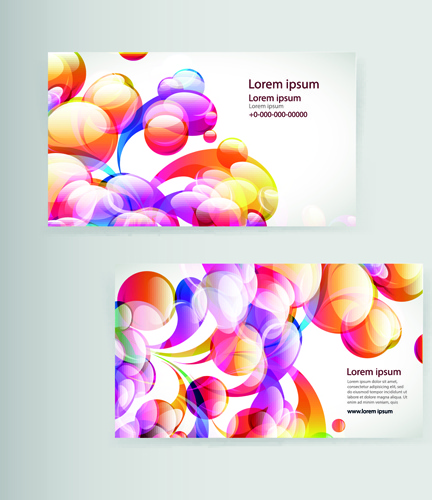 Dynamic Colored Elements Business Cards Vector