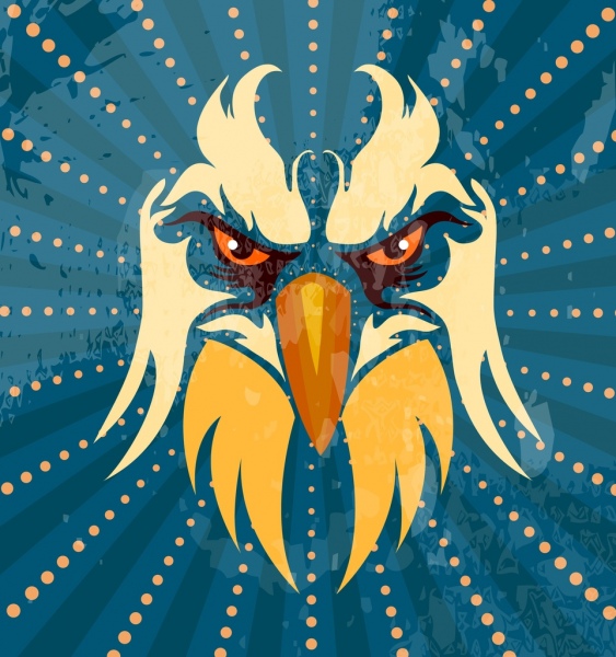 Adler-Hintergrund Gesichts Symbol funkelnde Strahlen Stil