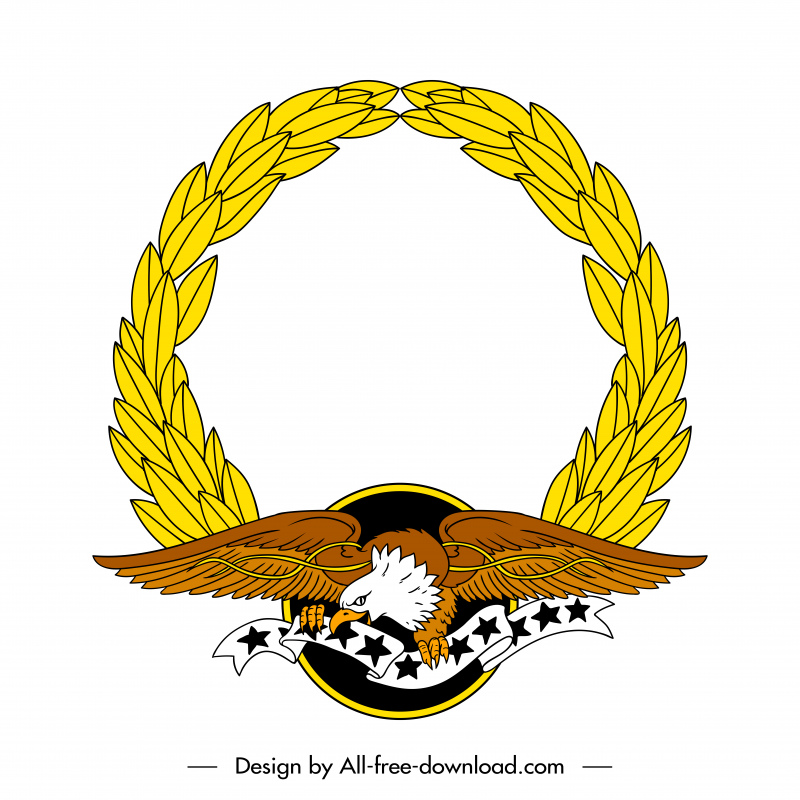 elemento de design do sinal da crista da águia elegante esboço clássico dinâmico