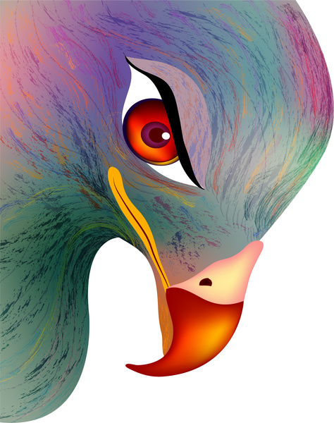 rosto de águia com olho vermelho