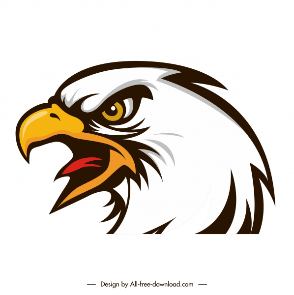 ícone cabeça de águia esboço de emoção furiosa colorido plano