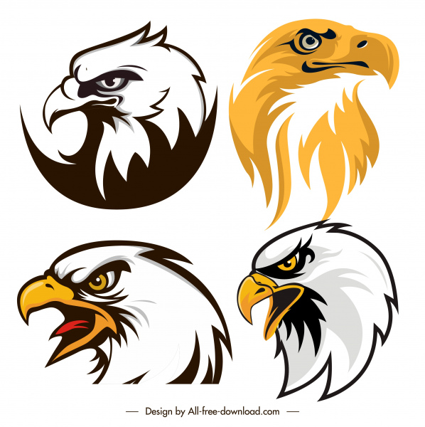 iconos de cabeza de águila plano dibujado a mano boceto