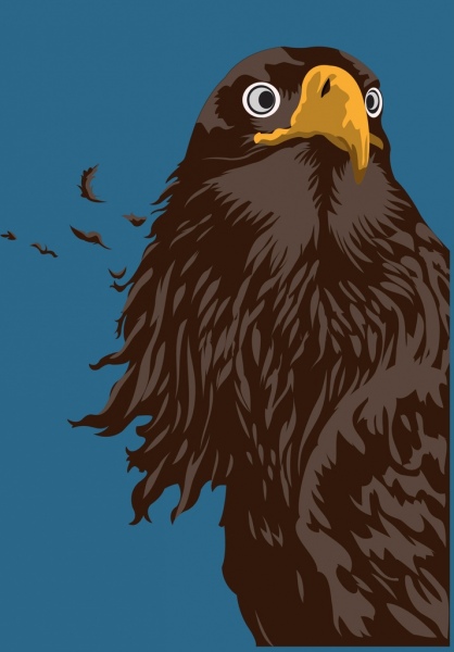 鹰图标彩色卡通设计吹羽毛装饰