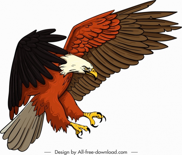 ícone da águia gesto de caça esboço dos desenhos animados