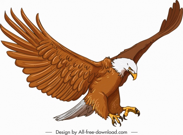 Eagle Icon Hunting Posture Sketch Desain Karakter Kartun