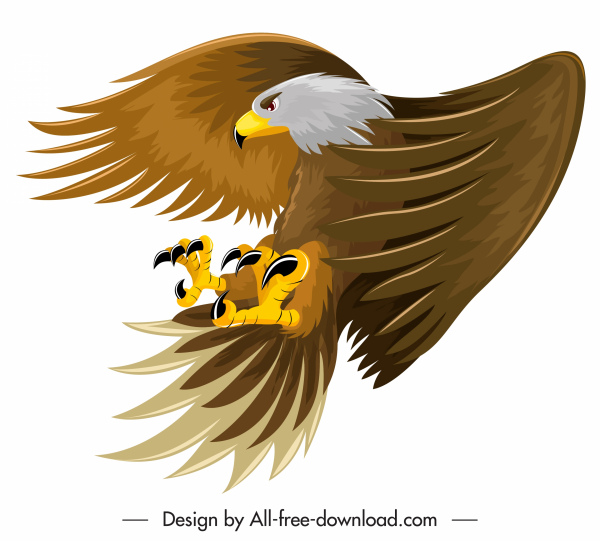 鹰图标狩猎素描彩色卡通设计