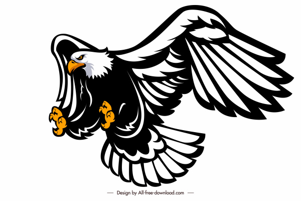 ícone águia caçando esboço dinâmico design desenhado à mão