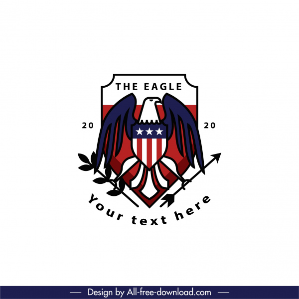plantilla de logotipo de águila plana clásica decoración simétrica