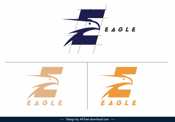 modelos de logotipo águia flat handdrawn esboço de texto