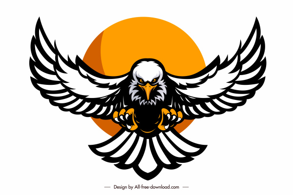 aigle logotype puissant croquis volant conception symétrique dessiné à la main