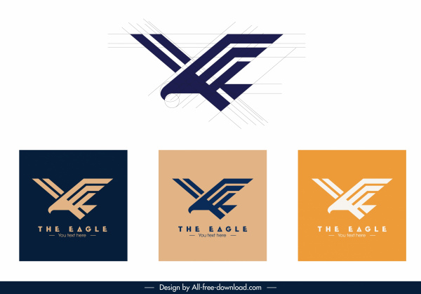 logotipos de águia esboço geométrico plano