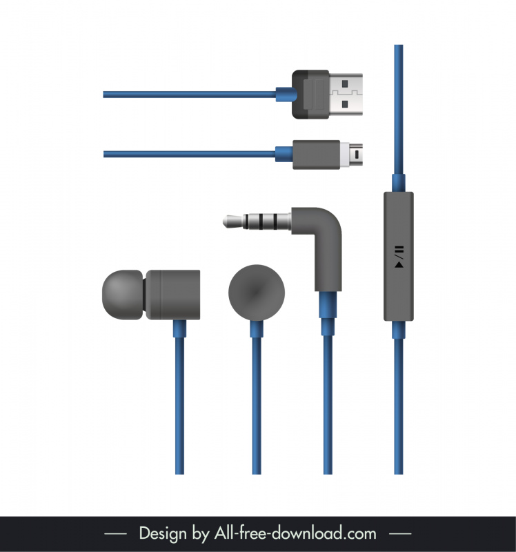 Elementos de diseño de empaquetado de cajas de auriculares Diseño realista moderno