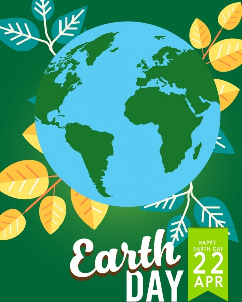 Баннер Дня Земли оставляет Землю значок плоский дизайн