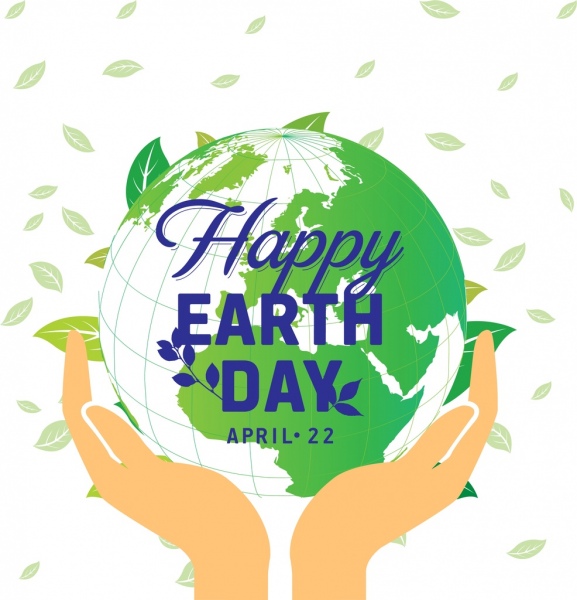Erde-Tag-Banner lässt Hand grüne Welt Symbole