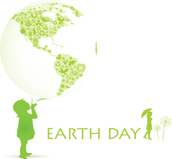 Erde-Tag-Banner auf grünem und weißem Hintergrund